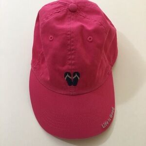 Life is Good Flip Flops Beach Pink 6 Panel Cap Unisex OSFM